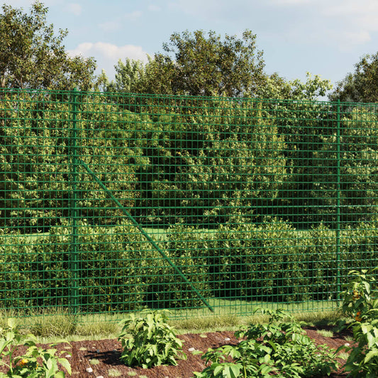 vidaXL Wire Mesh Fence with Spike Anchors Green 1.4x10 m