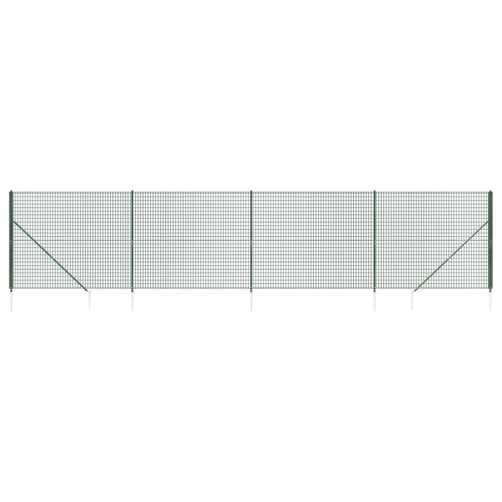 Wire Mesh Fence with Spike Anchors Green 1.6x10 m