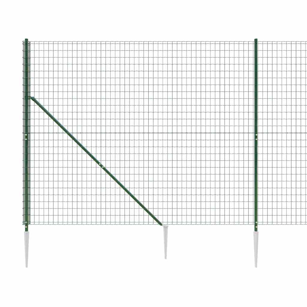 Wire Mesh Fence with Spike Anchors Green 2x25 m