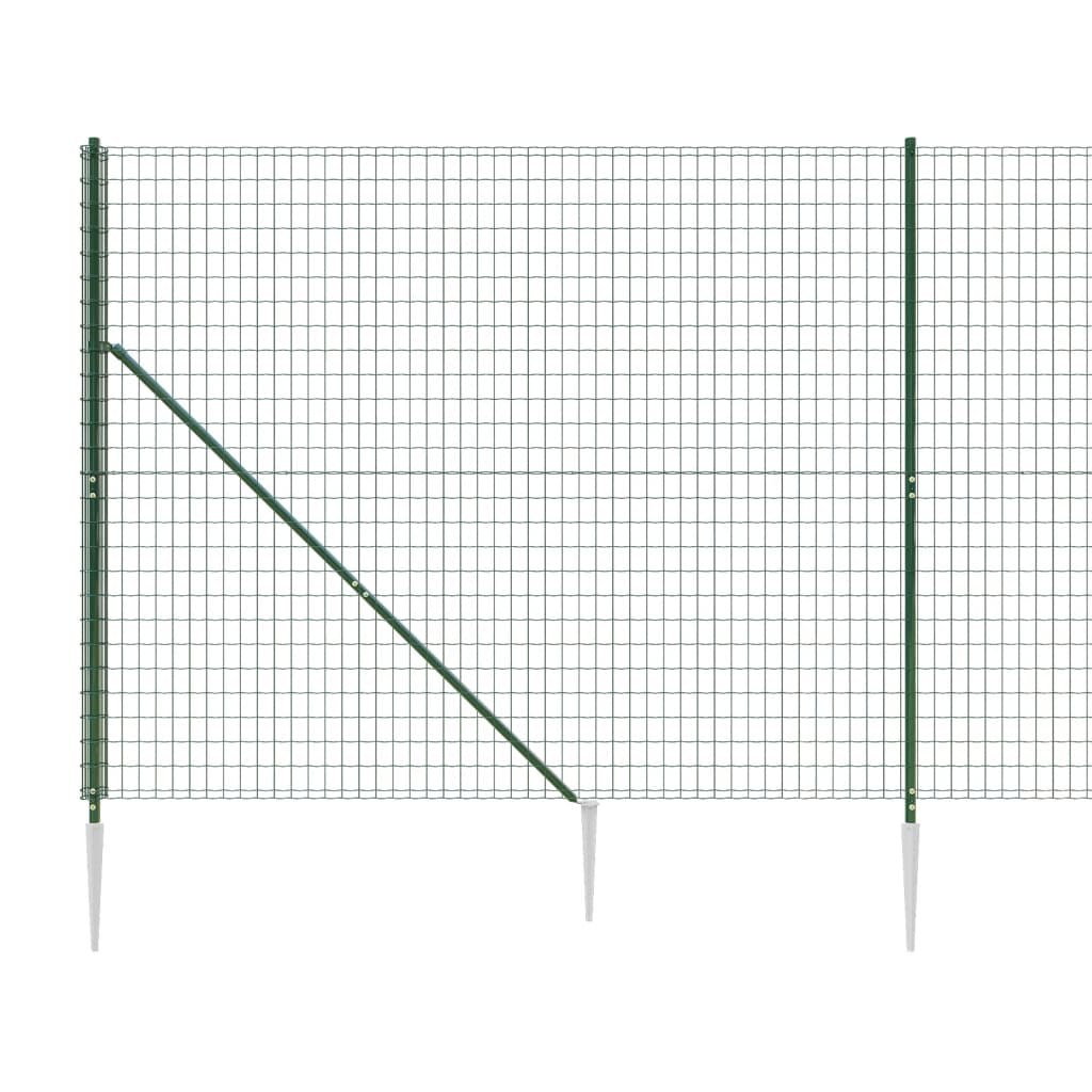 vidaXL Wire Mesh Fence with Spike Anchors Green 2.2x25 m