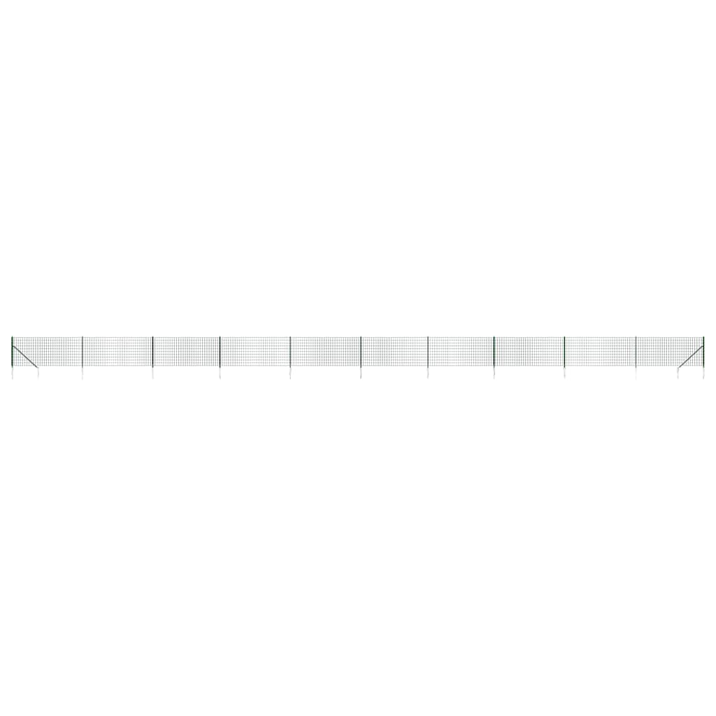 Wire Mesh Fence with Spike Anchors Green 0.8x25 m