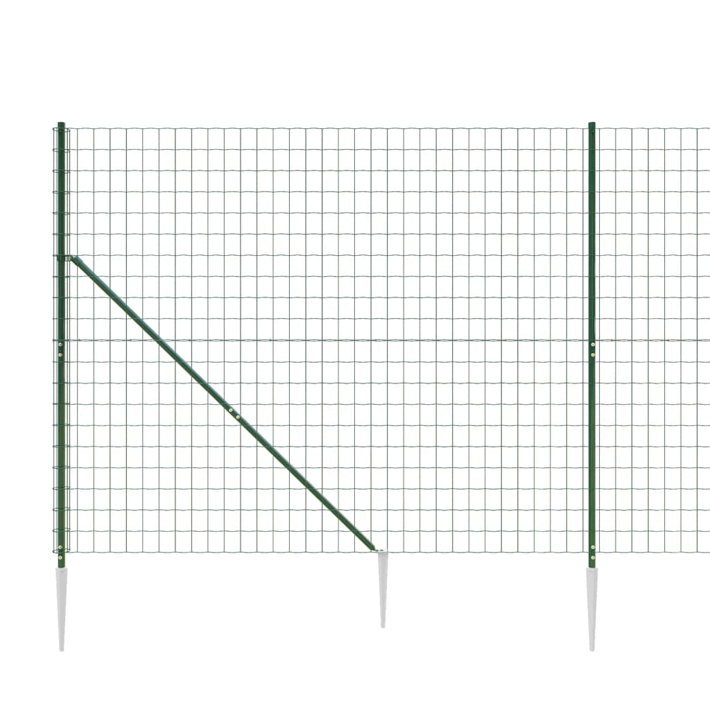 vidaXL Wire Mesh Fence with Spike Anchors Green 2x25 m