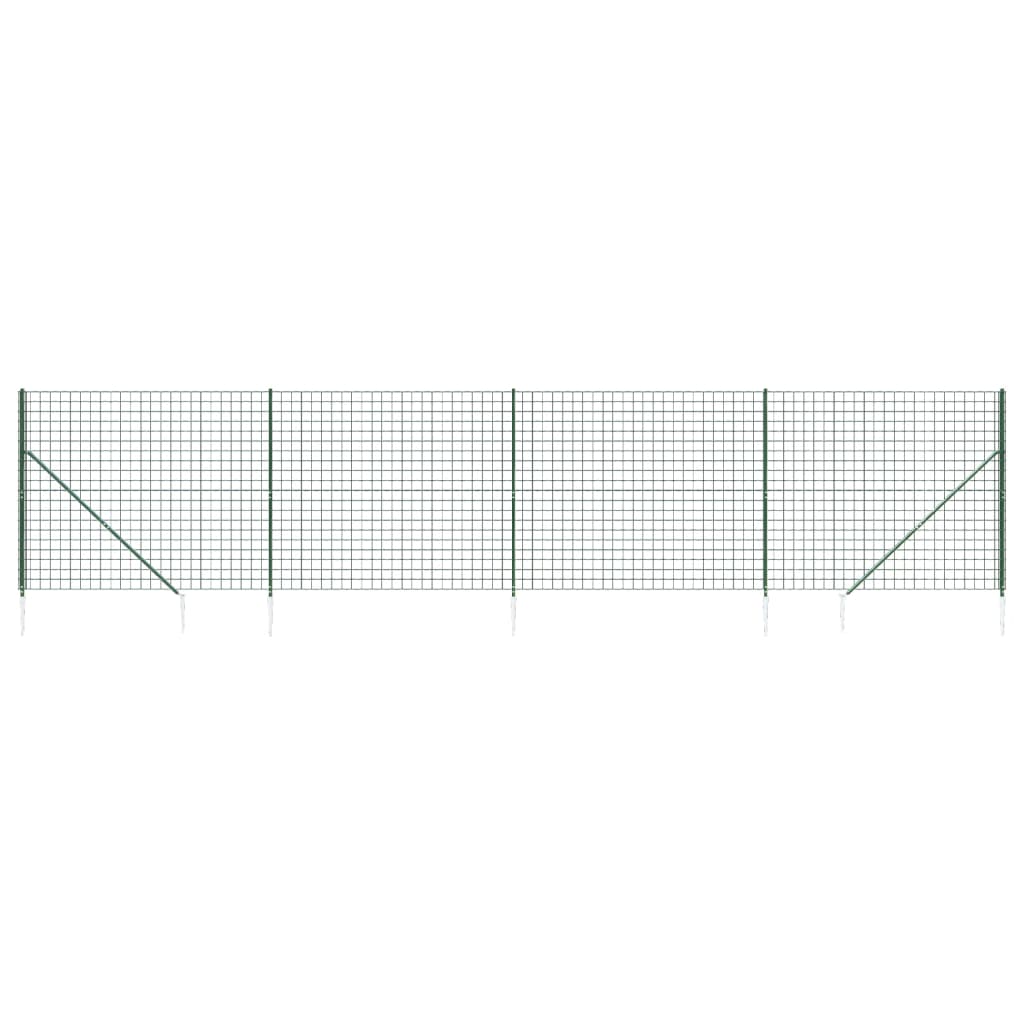 Wire Mesh Fence with Spike Anchors Green 1.6x10 m