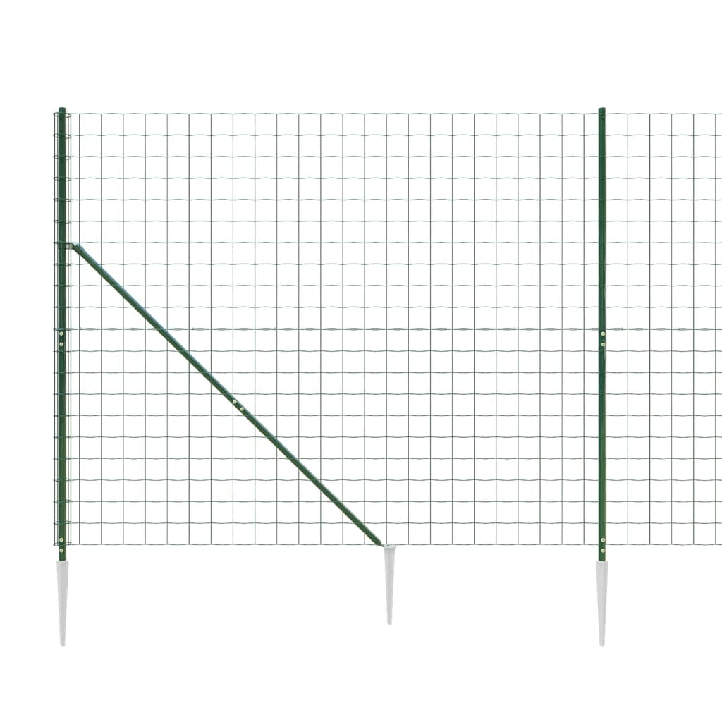 Wire Mesh Fence with Spike Anchors Green 1.6x10 m