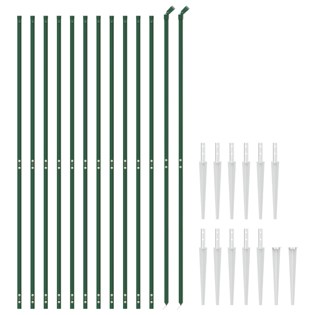 vidaXL Wire Mesh Fence with Spike Anchors Green 1.6x25 m