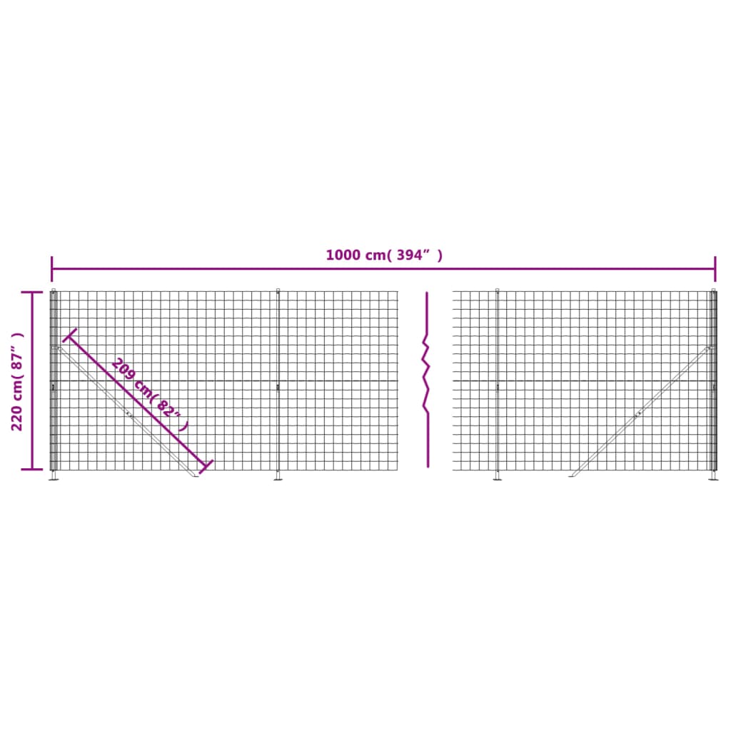 Wire Mesh Fence with Flange Green 2.2x10 m