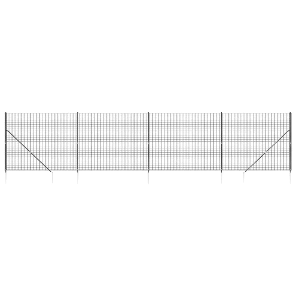 Wire Mesh Fence with Spike Anchors Anthracite 1.4x10 m