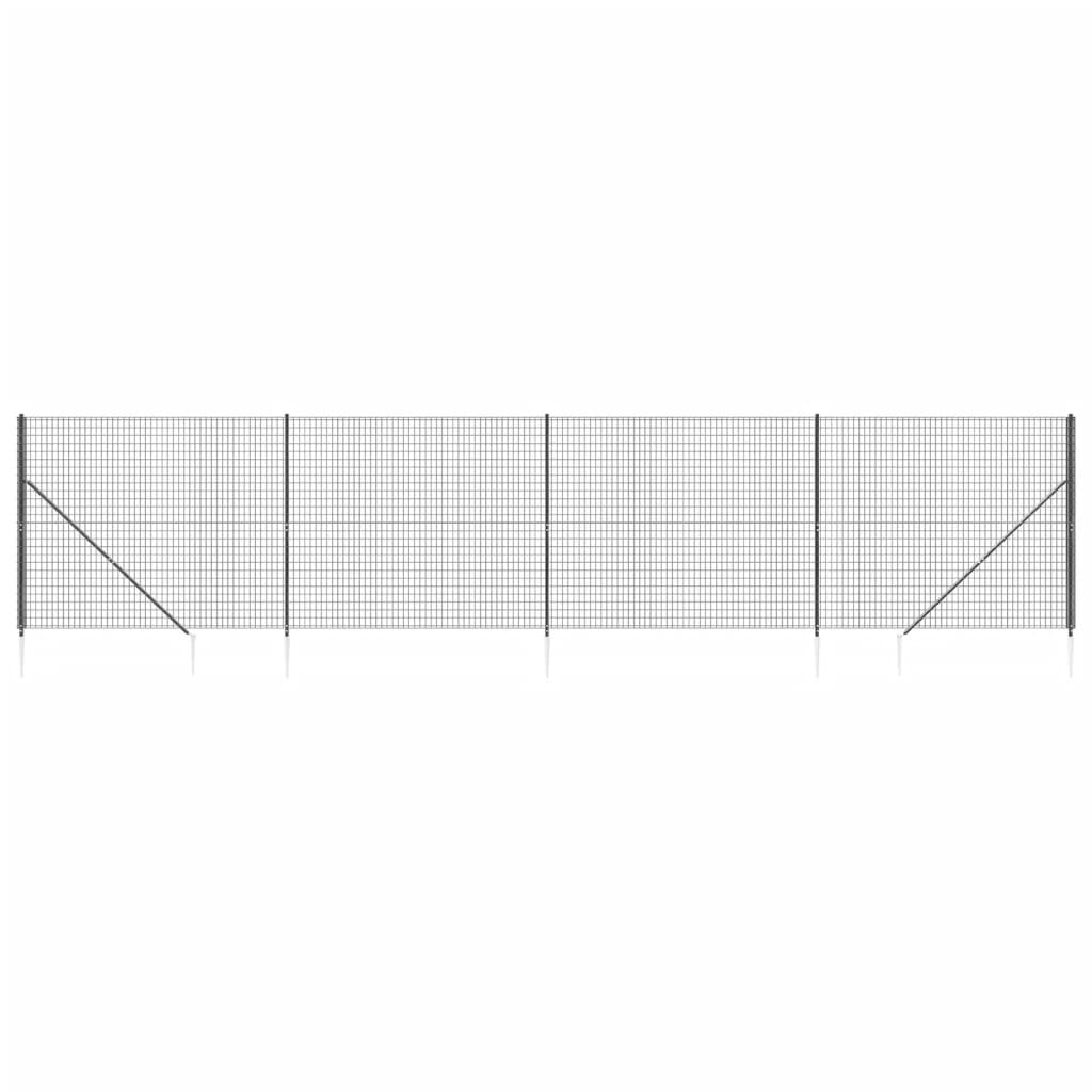 Wire Mesh Fence with Spike Anchors Anthracite 2.2x10 m