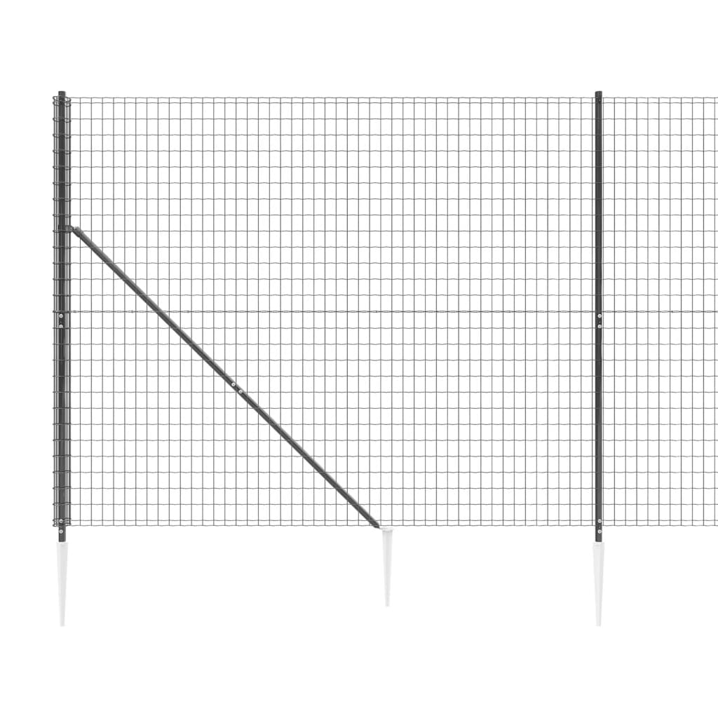 Wire Mesh Fence with Spike Anchors Anthracite 2.2x10 m