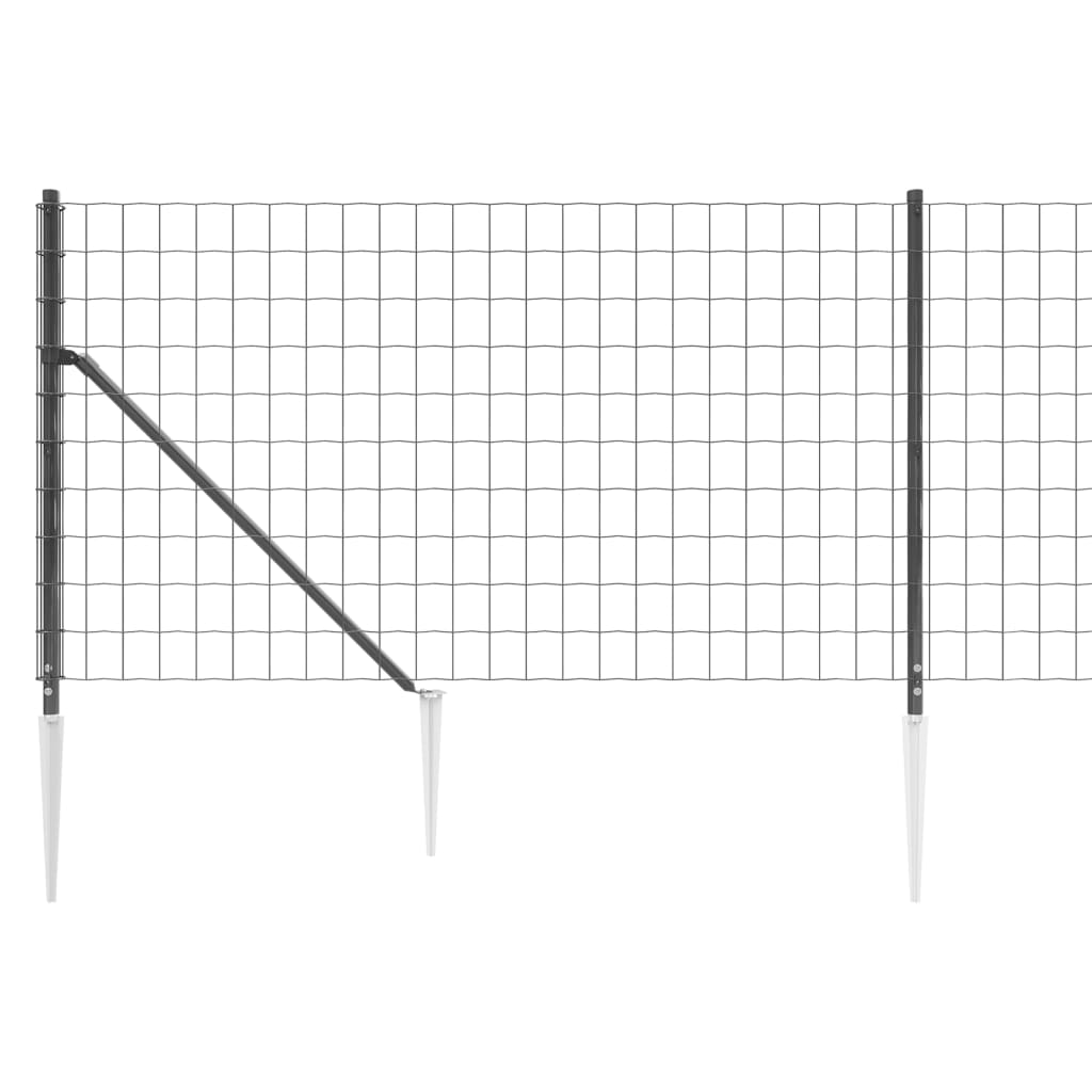 vidaXL Wire Mesh Fence with Spike Anchors Anthracite 0.8x10 m