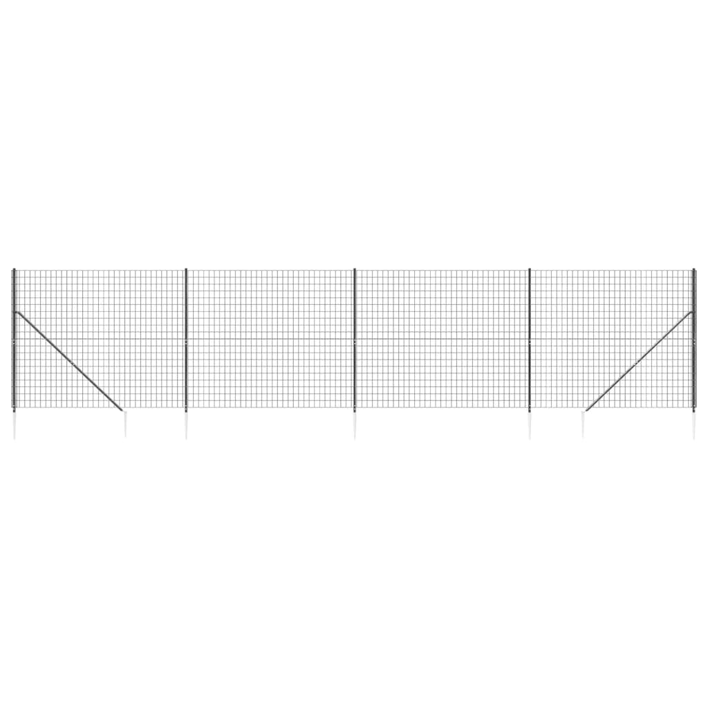 Wire Mesh Fence with Spike Anchors Anthracite 1.4x10 m