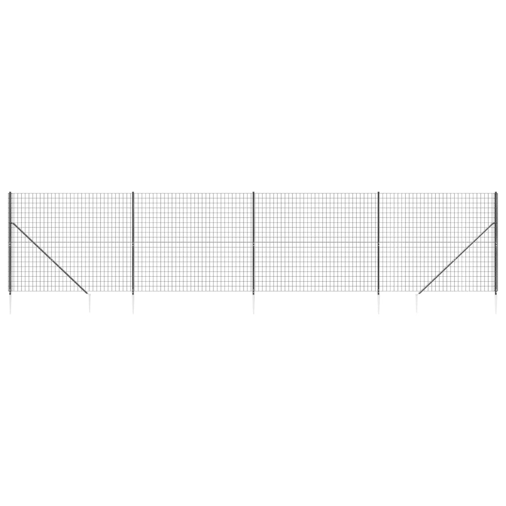 Wire Mesh Fence with Spike Anchors Anthracite 2.2x10 m