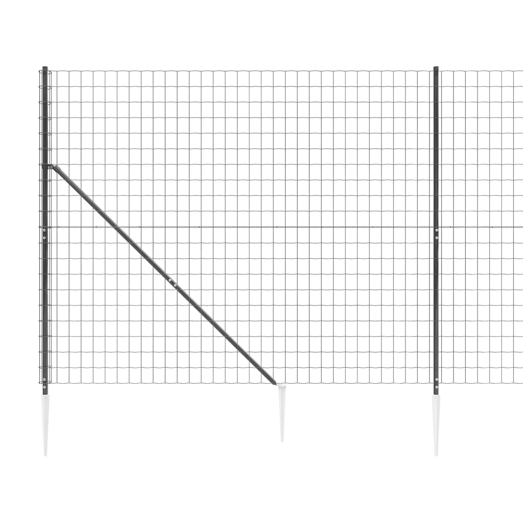 Wire Mesh Fence with Spike Anchors Anthracite 2.2x10 m