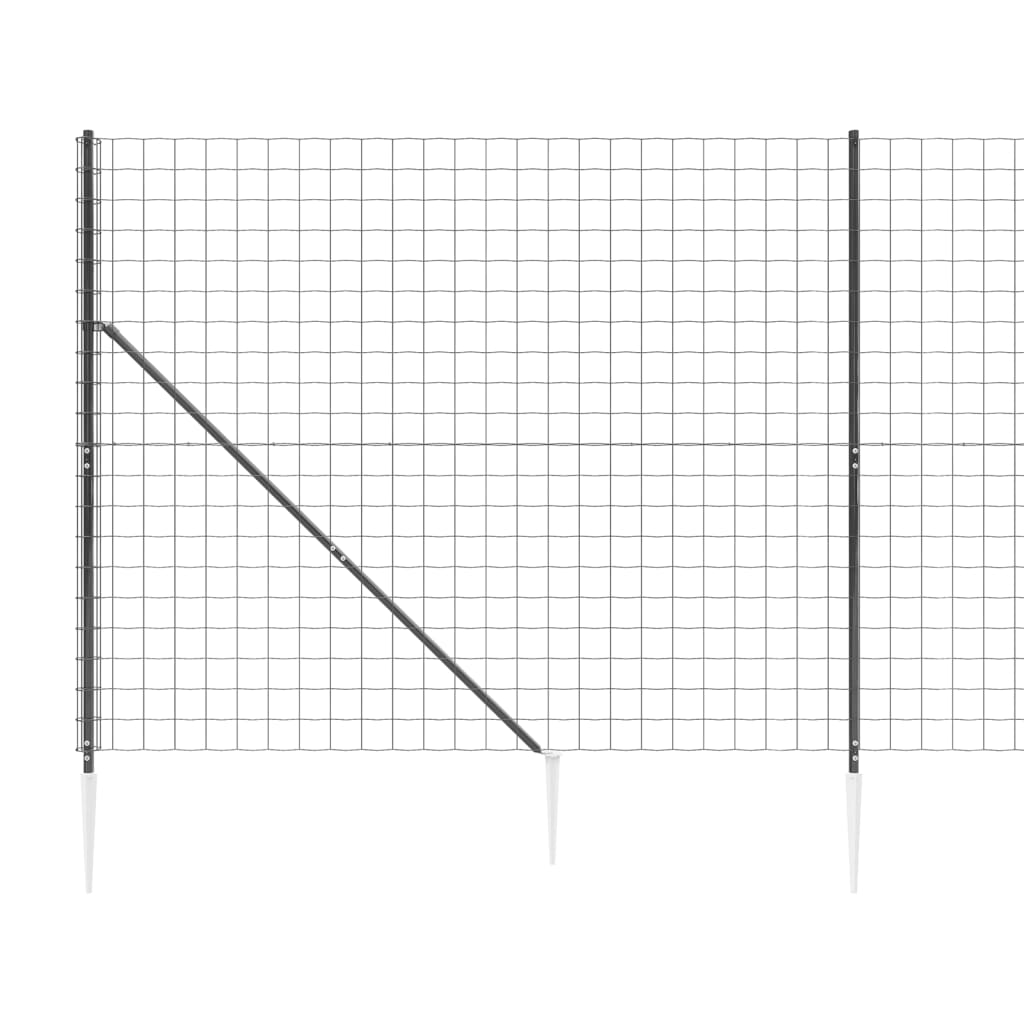 Wire Mesh Fence with Spike Anchors Anthracite 2x10 m