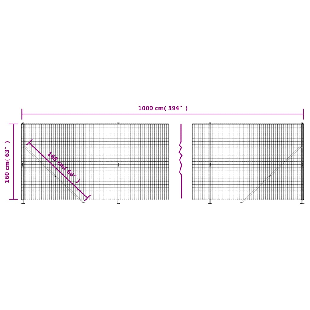 Wire Mesh Fence with Flange Anthracite 1.6x10 m