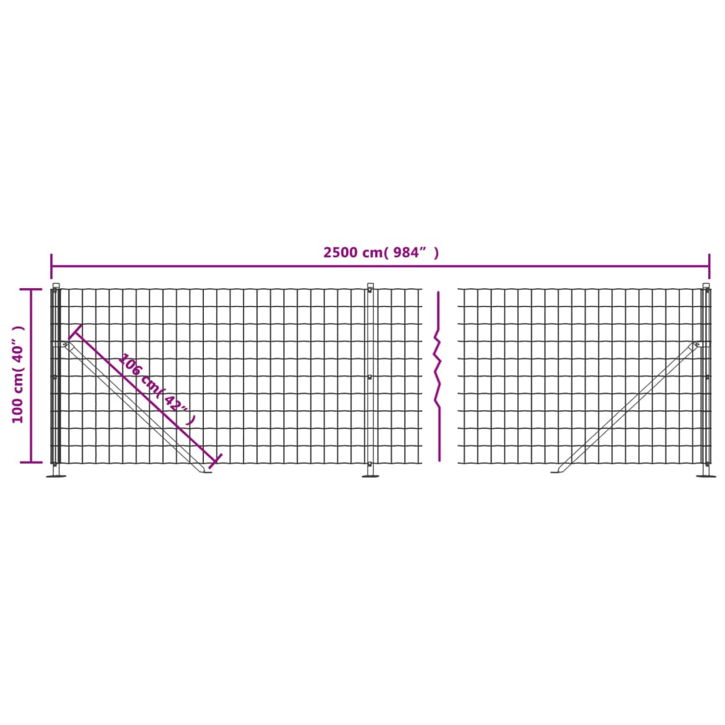 Wire Mesh Fence with Flange Anthracite 1x25 m