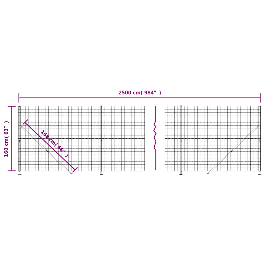Wire Mesh Fence with Flange Anthracite 1.6x25 m