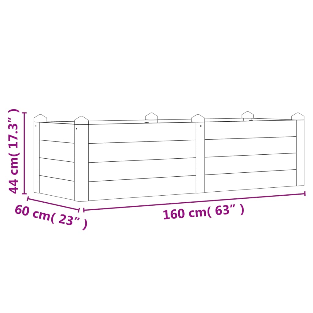 vidaXL Garden Raised Bed 160x60x44 cm Solid Wood Acacia