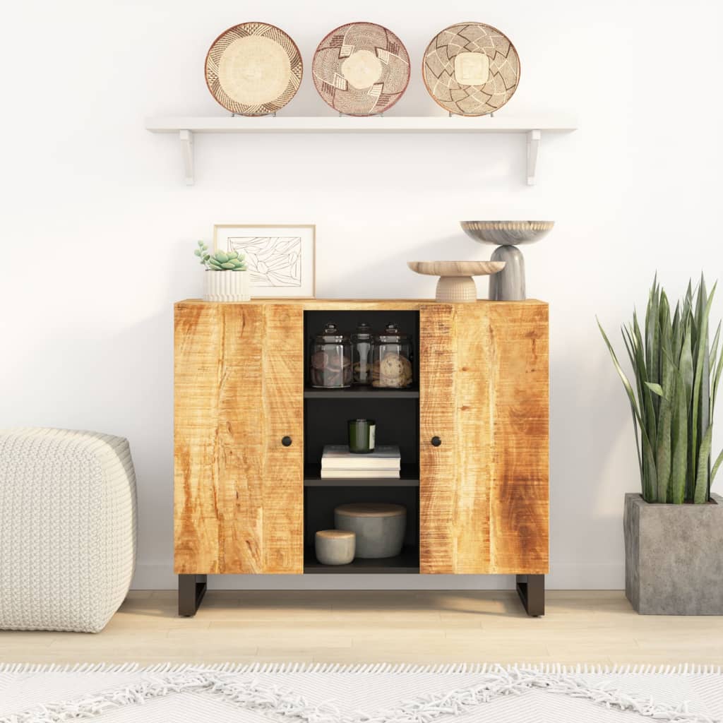 vidaXL Sideboard with 2 Doors 90x33x75 cm Solid Wood Mango