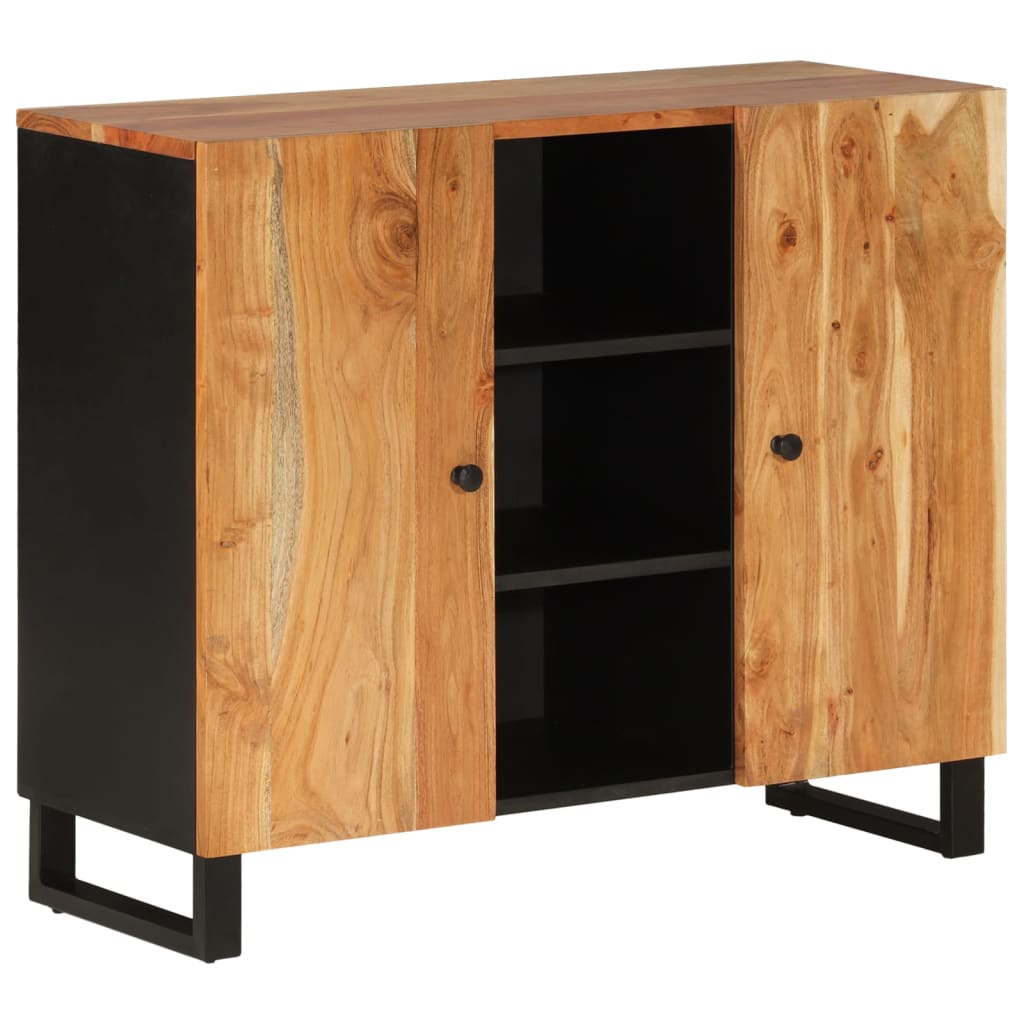 Sideboard with 2 Doors 90x33x75 cm Solid Wood Acacia