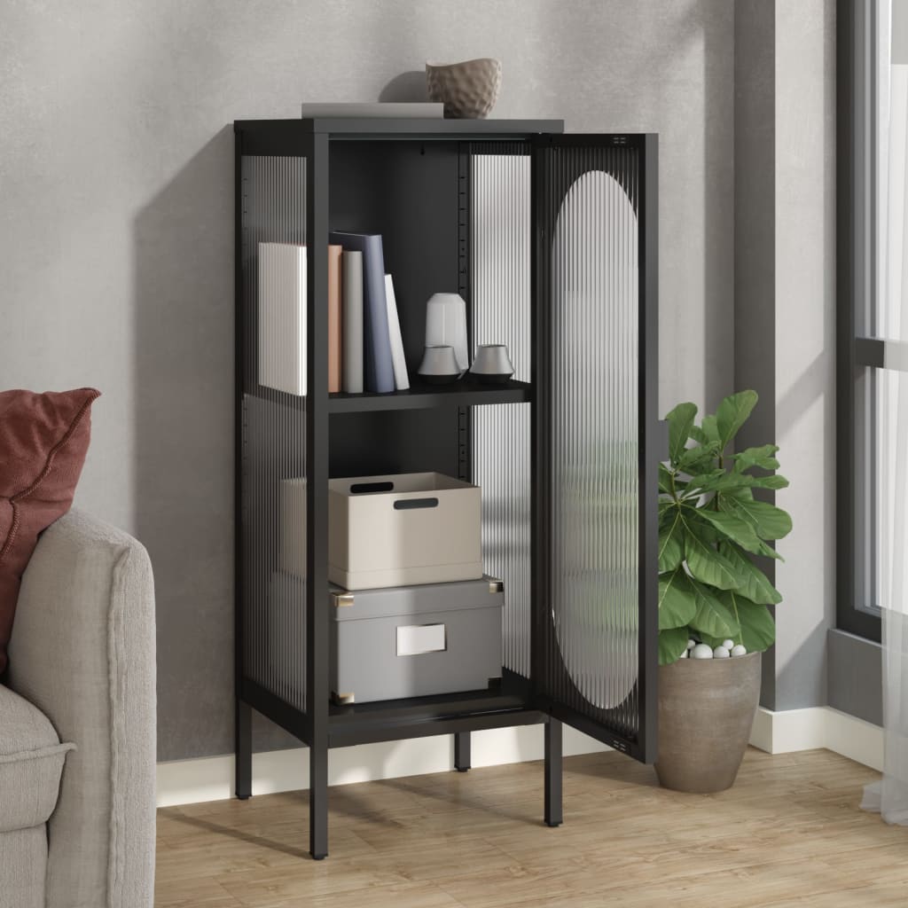 Sideboard Black 40x35x105 cm Glass and Steel