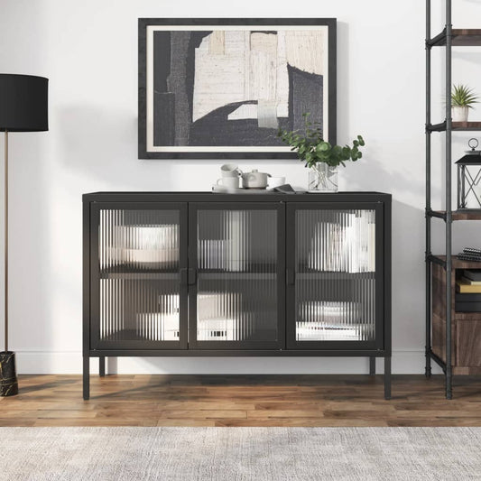 vidaXL Sideboard Black 105x35x70 cm Glass and Steel