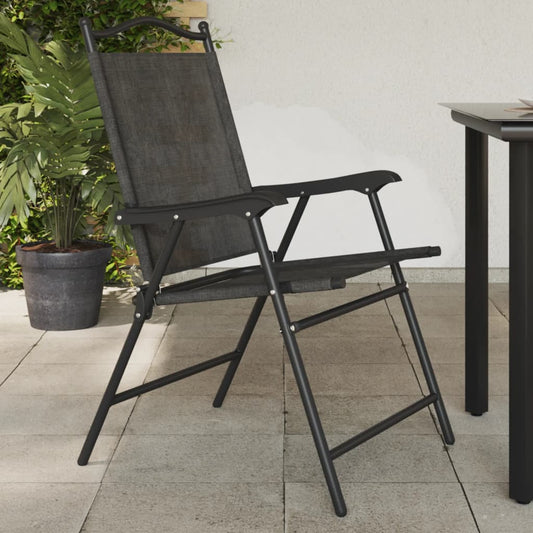 Folding Chairs 4 pcs Melange Grey Steel and Textilene