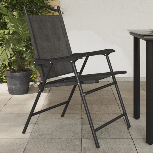 Folding Chairs 8 pcs Melange Grey Steel and Textilene