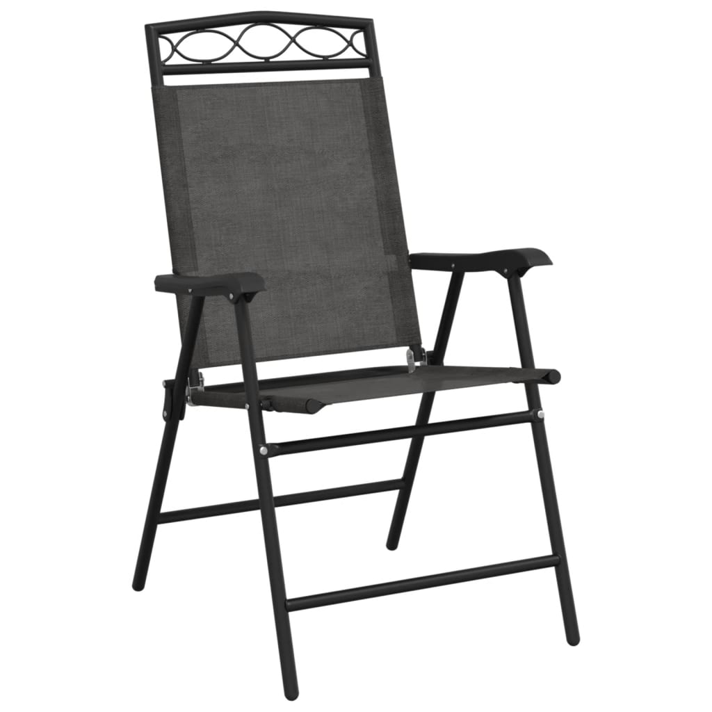 Garden Chair | Set of 4 | Melange Grey | Textilene fabric, Steel