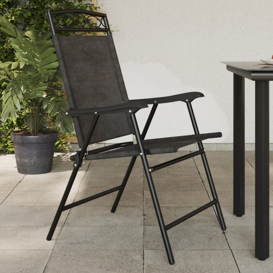 Folding Chairs 4 pcs Melange Grey Steel and Textilene