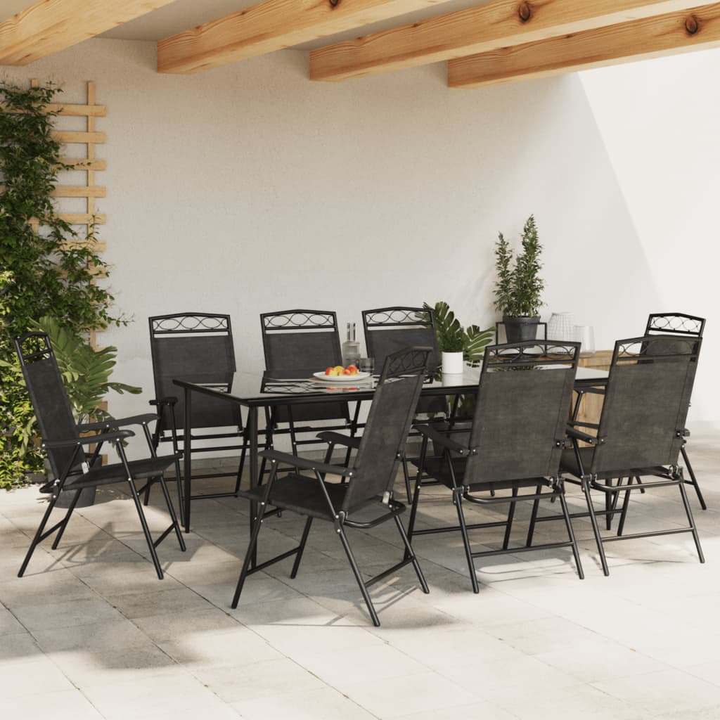 Garden Chair | Set of 8 | Melange Grey | Textilene fabric, Steel