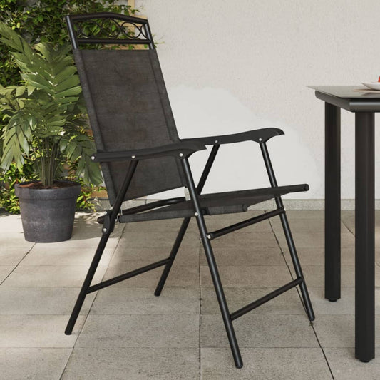 Folding Chairs 8 pcs Melange Grey Steel and Textilene