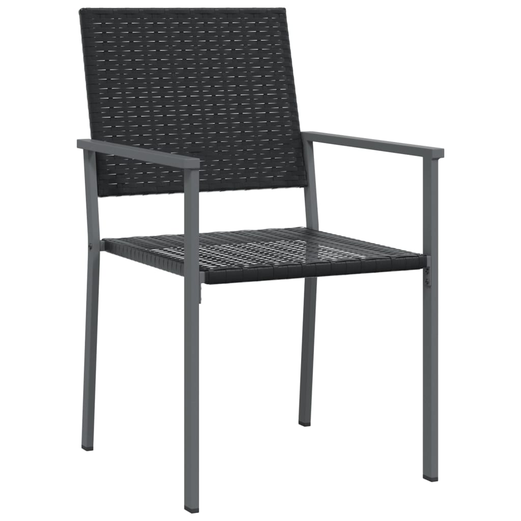 Garden Chair | Set of 2 | Black | PE rattan, powder-coated steel