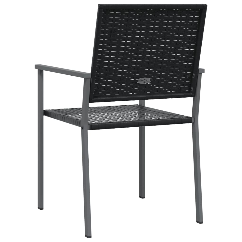 Garden Chair | Set of 2 | Black | PE rattan, powder-coated steel