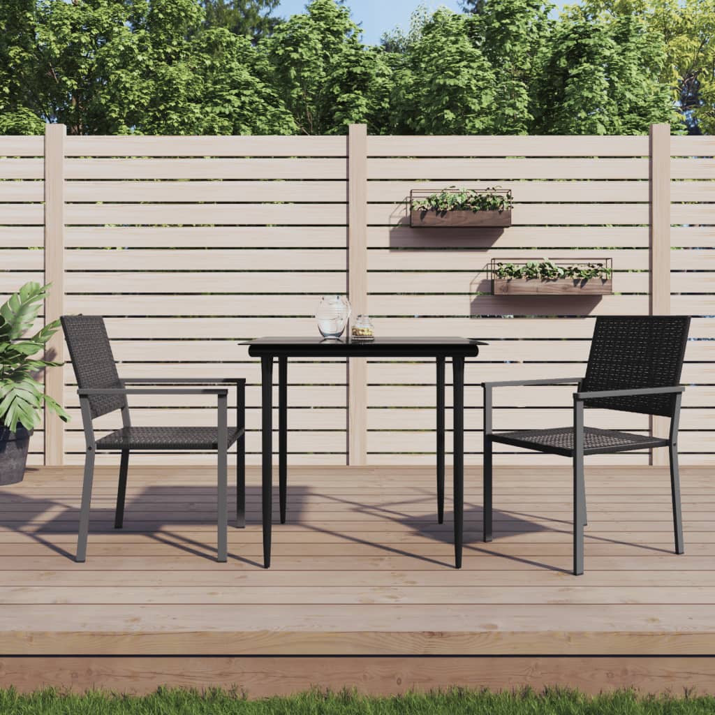 Garden Chair | Set of 2 | Black | PE rattan, powder-coated steel