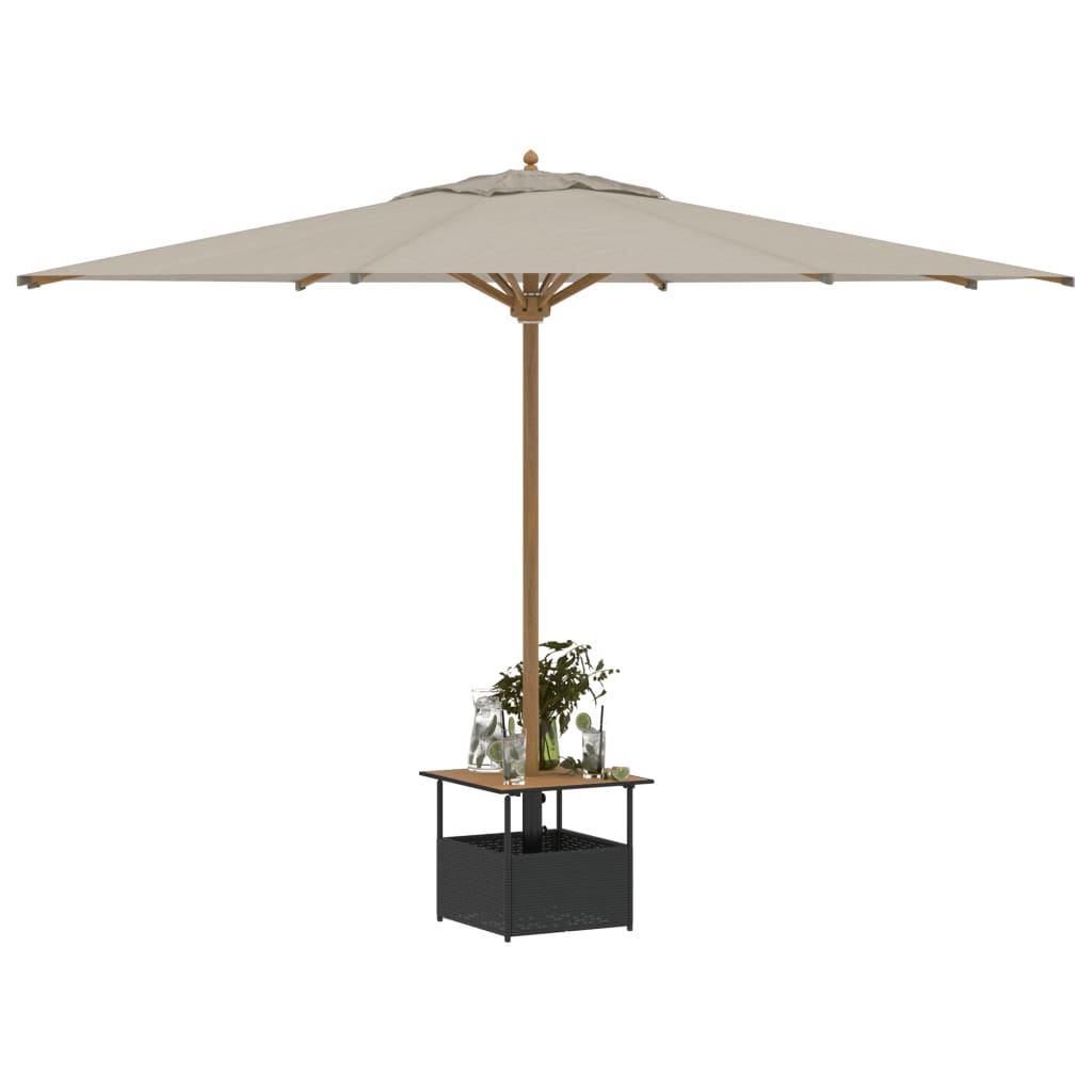 Garden Table with Parasol Hole Black 55x55x46,5 cm Poly Rattan