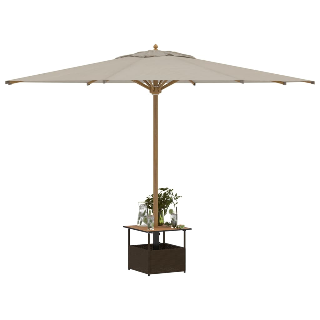 Garden Table with Parasol Hole Brown 55x55x46,5 cm Poly Rattan
