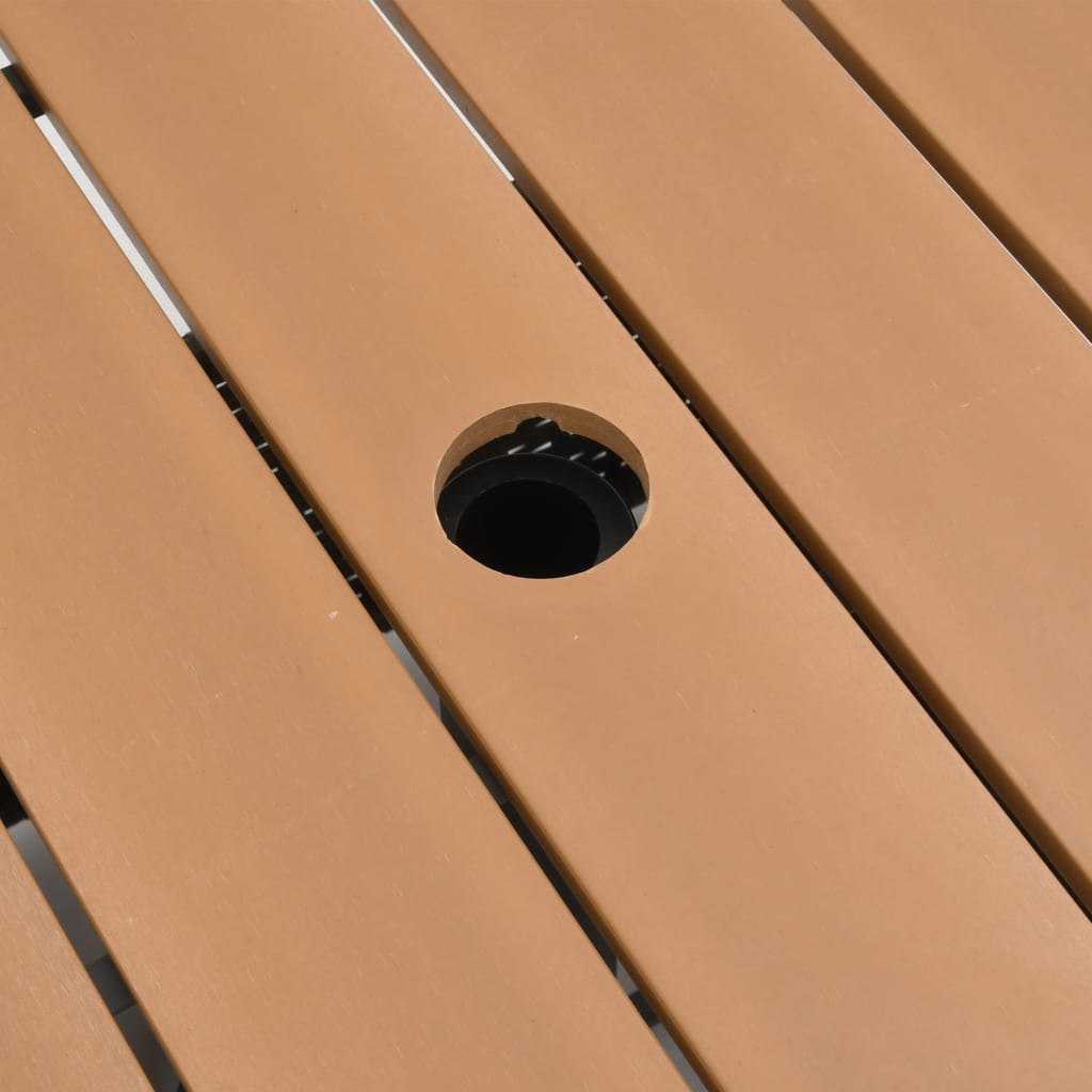 Garden Table with Parasol Hole Brown 55x55x46,5 cm Poly Rattan