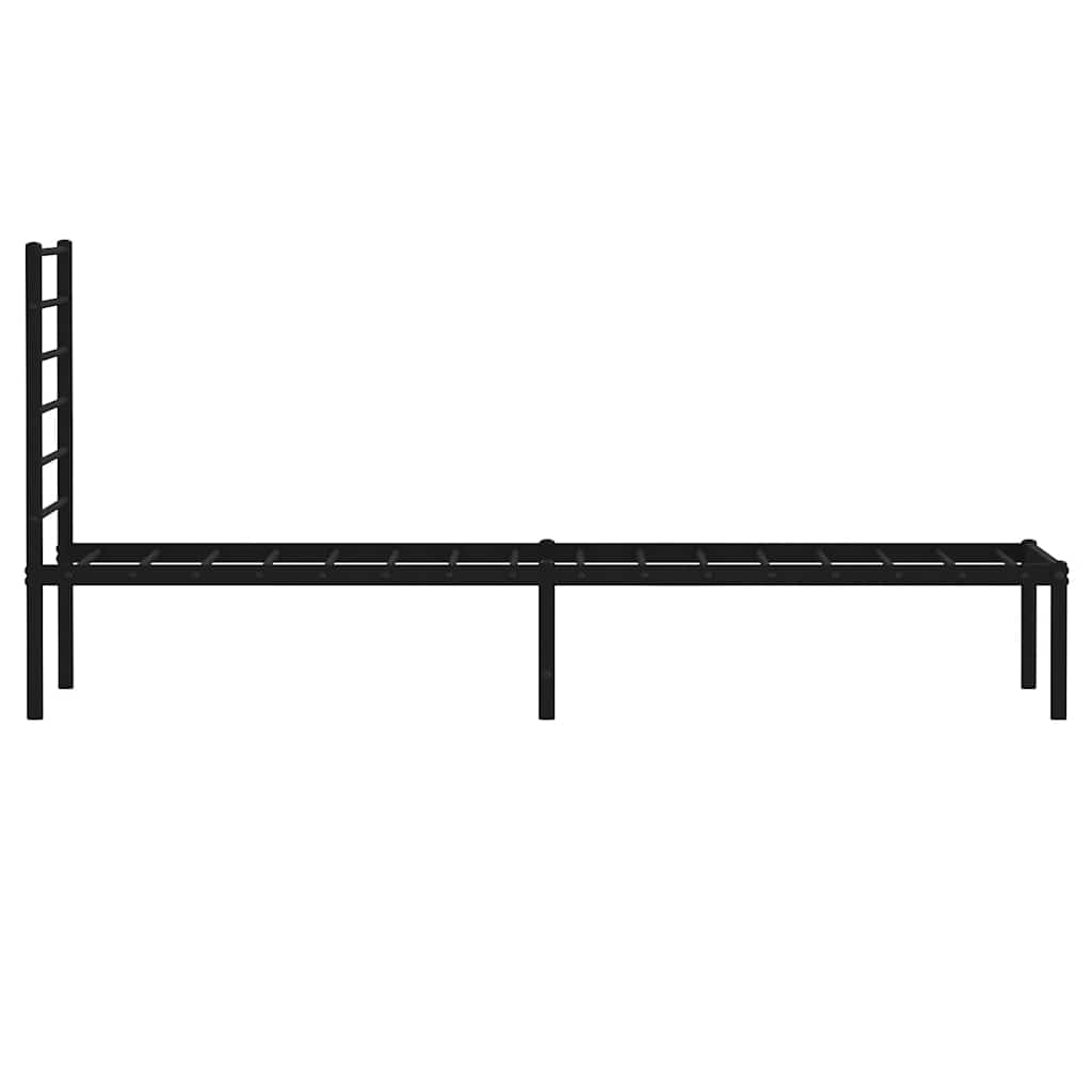 Metal Bed Frame without Mattress with Headboard Black 75x190cm