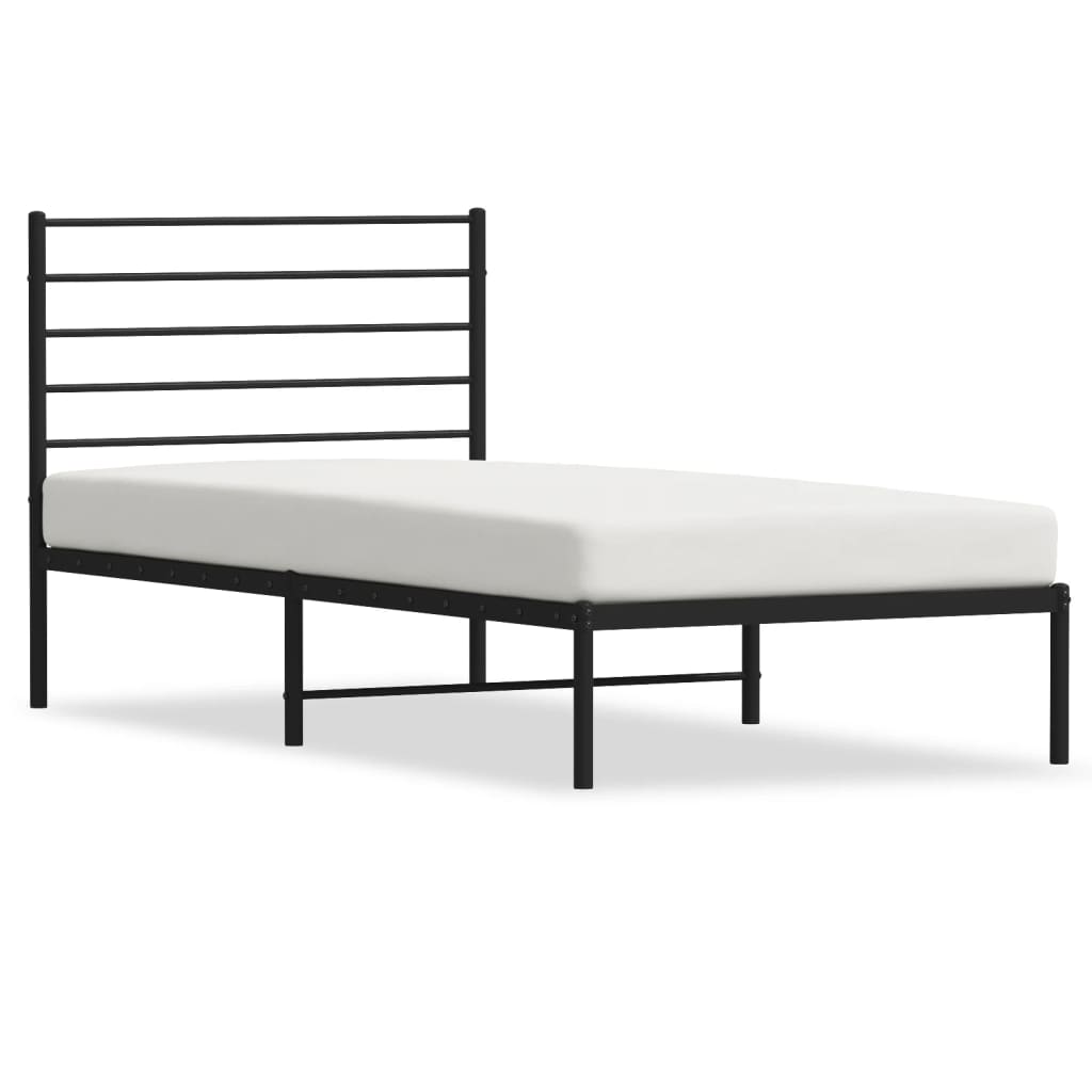 vidaXL Metal Bed Frame without Mattress with Headboard Black 80x200cm