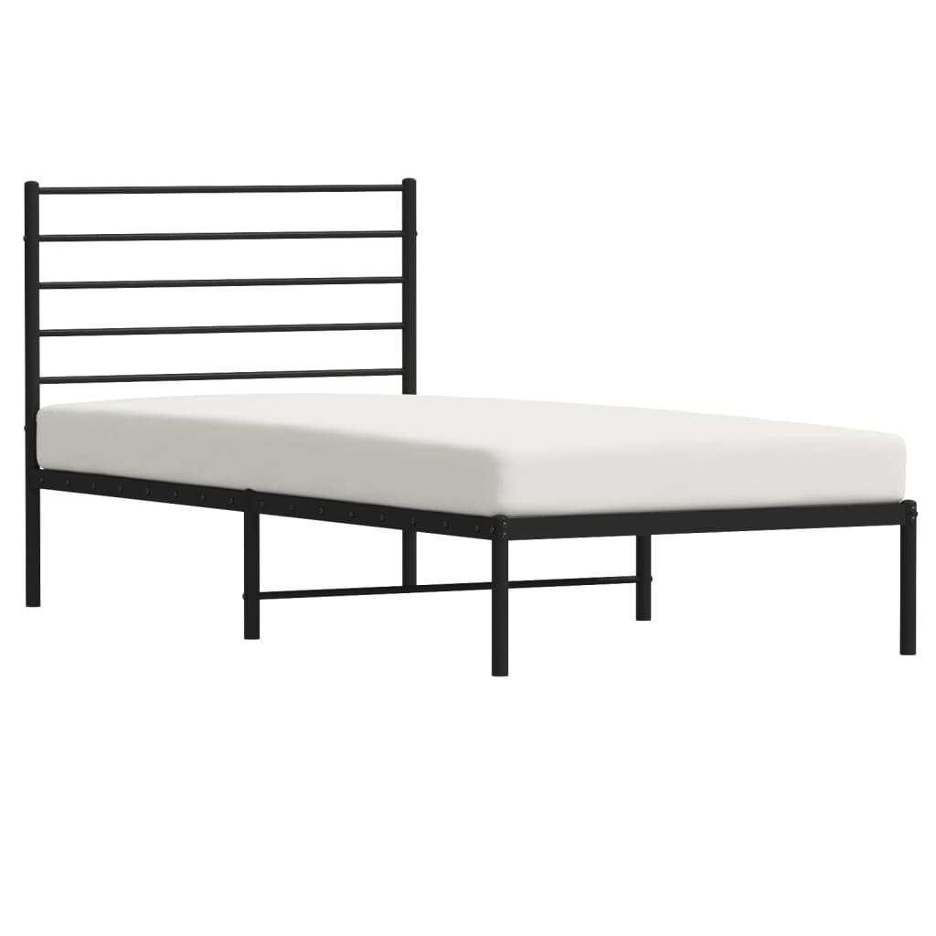 vidaXL Metal Bed Frame without Mattress with Headboard Black 80x200cm