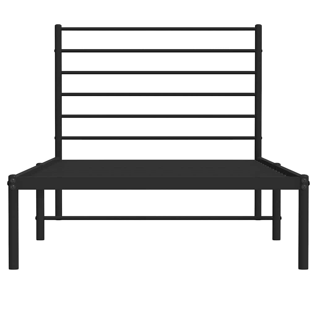 Metal Bed Frame without Mattress with Headboard Black 100x200cm