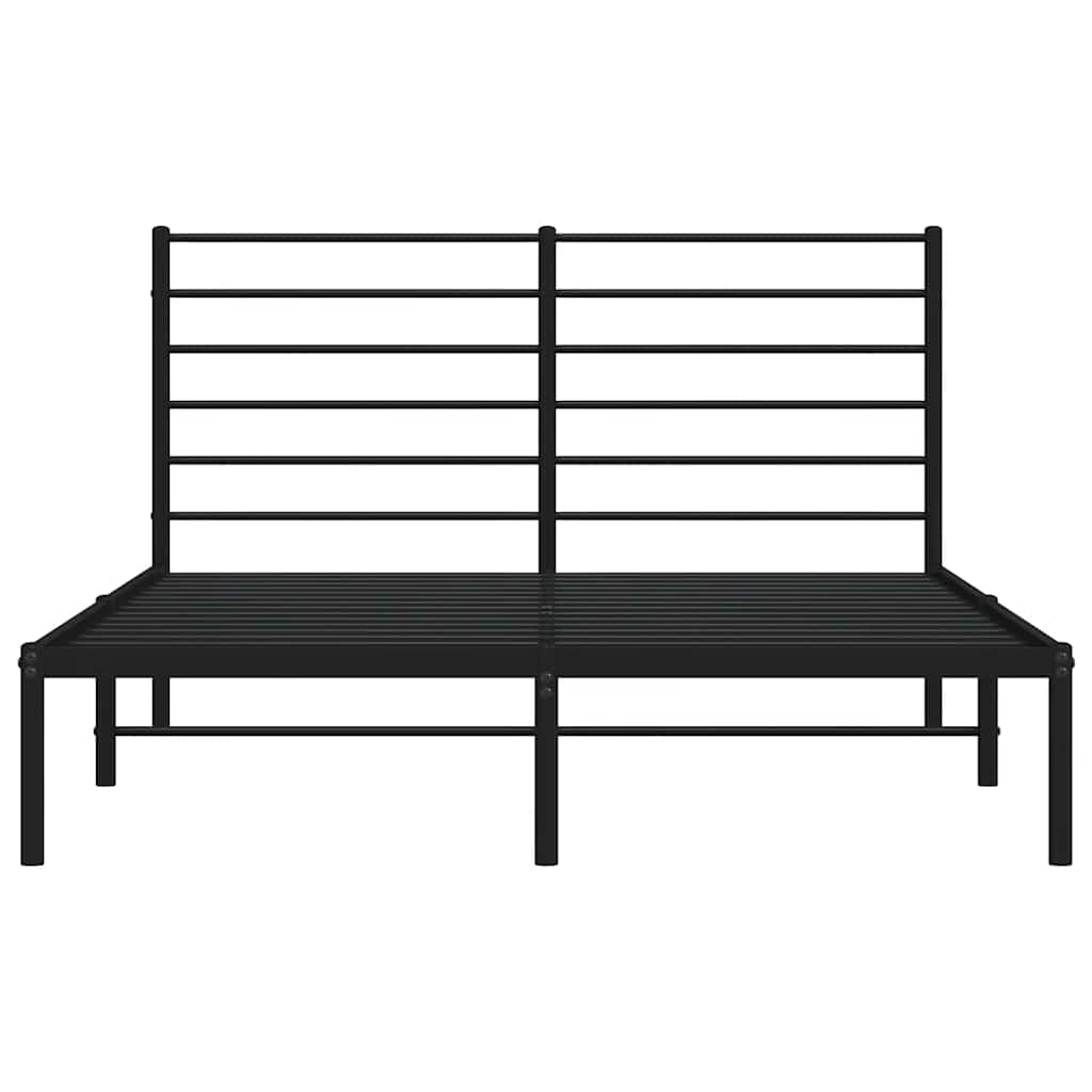 Metal Bed Frame without Mattress with Headboard Black 120x190cm