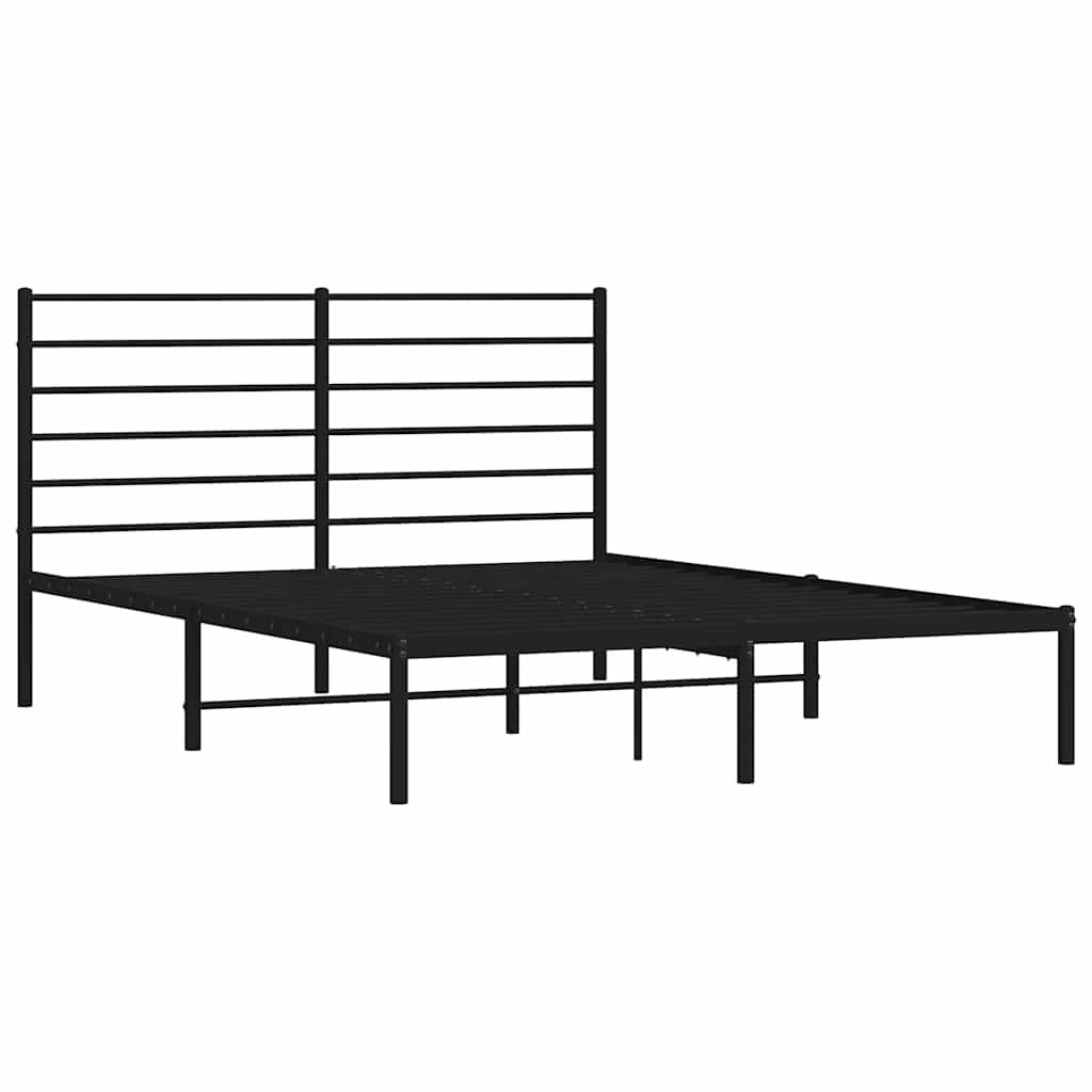 Metal Bed Frame without Mattress with Headboard Black 120x200cm