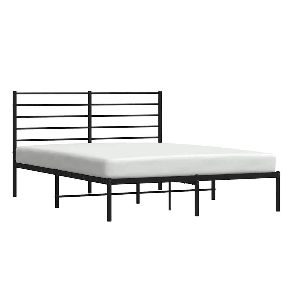 Metal Bed Frame without Mattress with Headboard Black 120x200cm