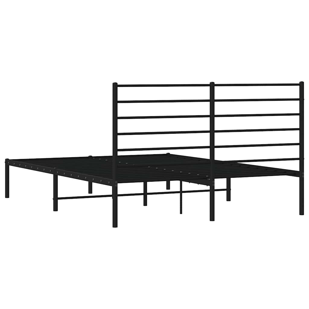 Metal Bed Frame without Mattress with Headboard Black 120x200cm