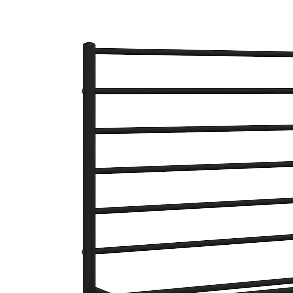 Metal Bed Frame without Mattress with Headboard Black 140x190cm