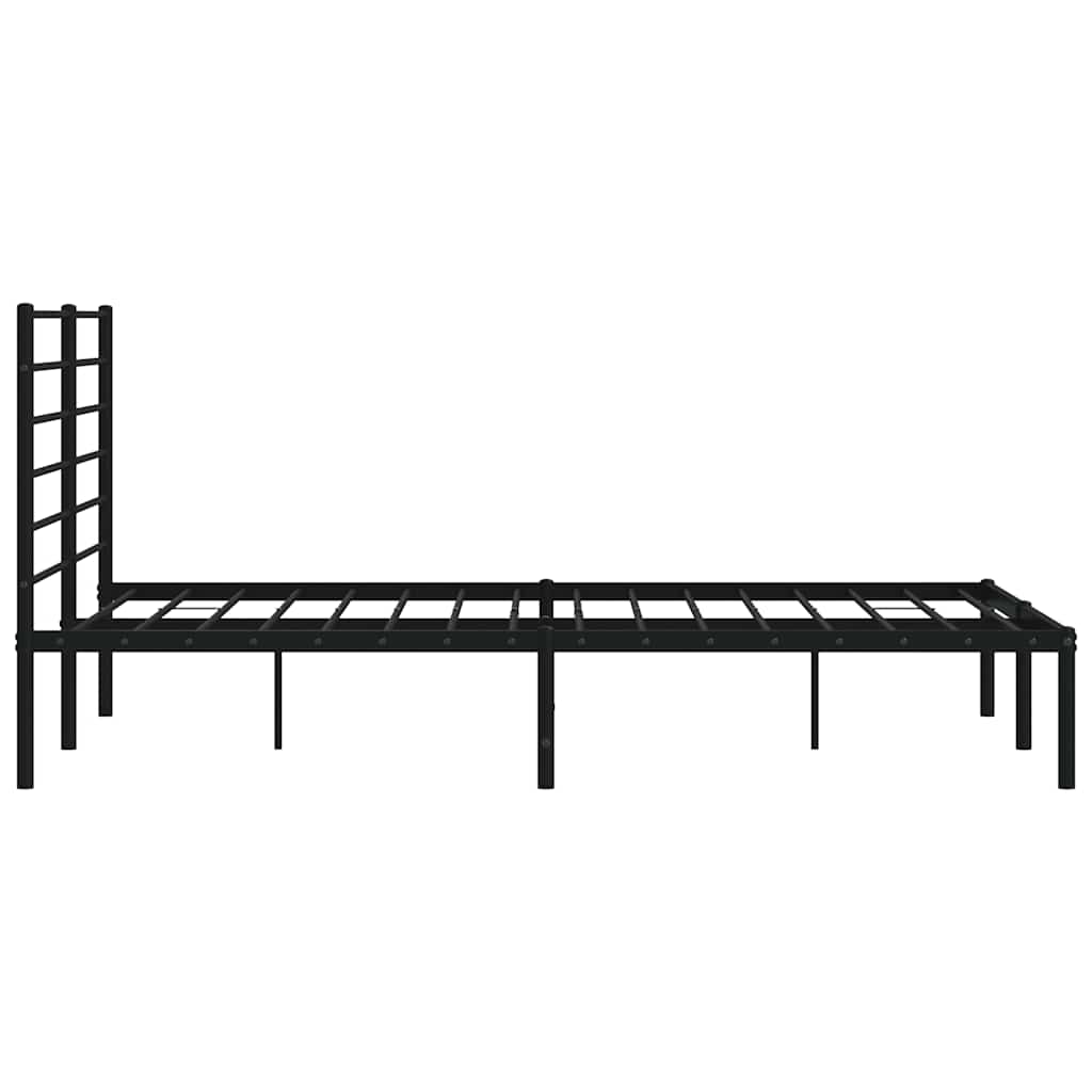 Metal Bed Frame without Mattress with Headboard Black 150x200cm