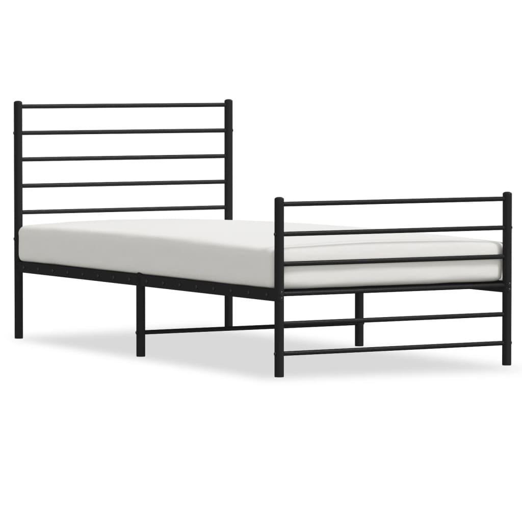 vidaXL Metal Bed Frame without Mattress with Footboard Black 80x200cm