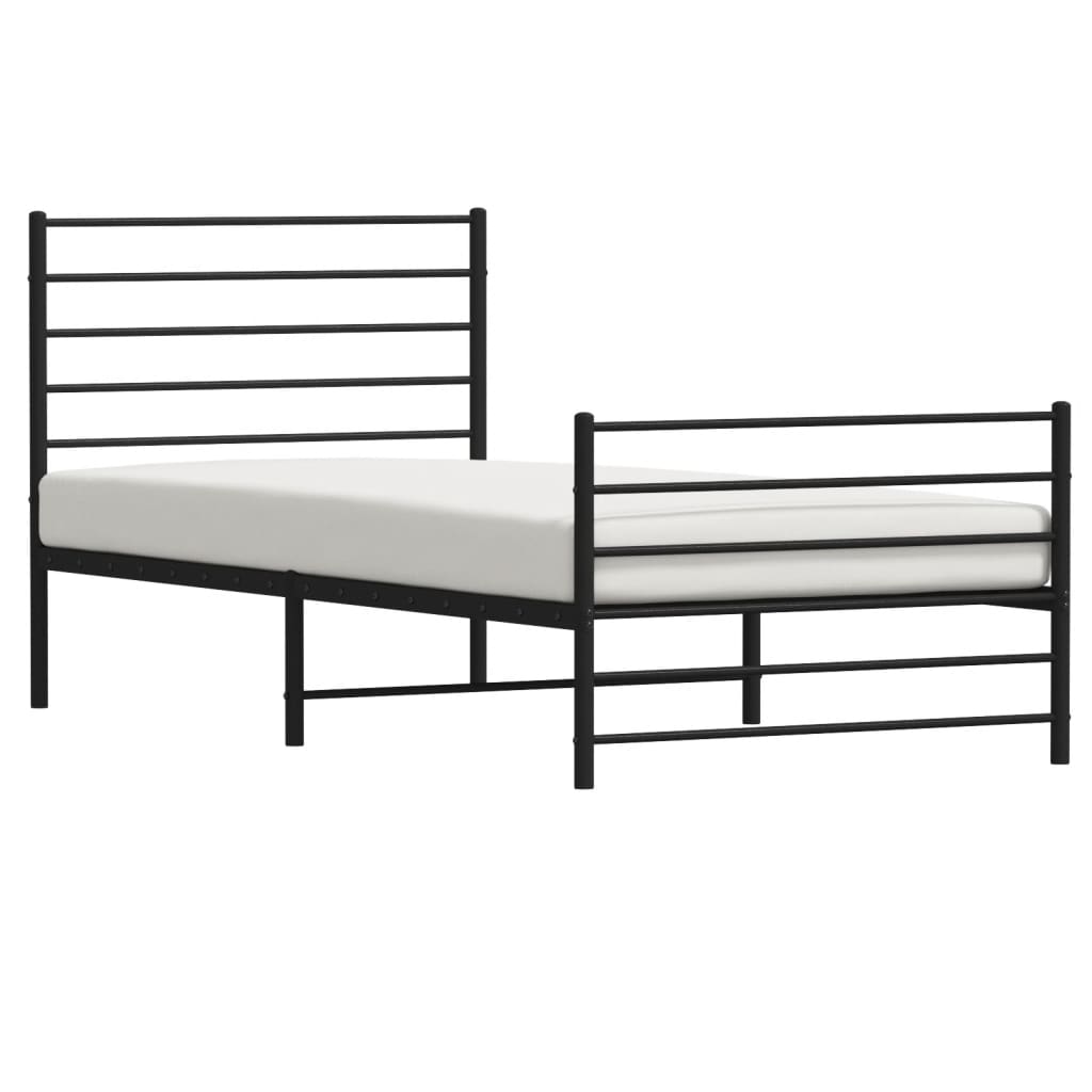 vidaXL Metal Bed Frame without Mattress with Footboard Black 80x200cm